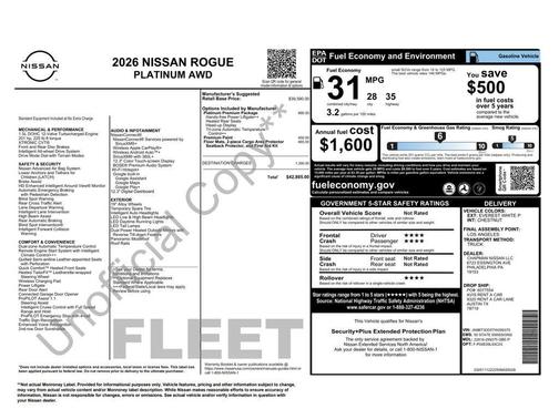 White Pearl 2026 Nissan Rogue Platinum