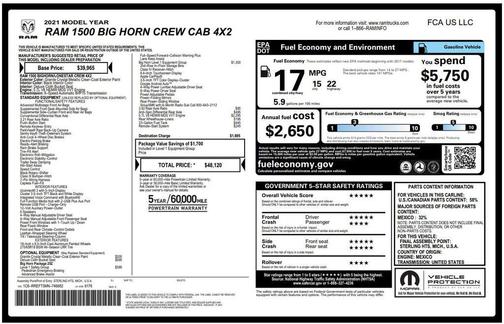 Granite Crystal Metallic Clearcoat 2021 RAM 1500 Big Horn/Lone Star