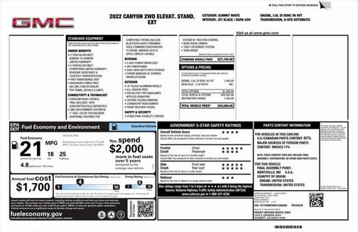 2022 GMC Canyon Elevation Standard