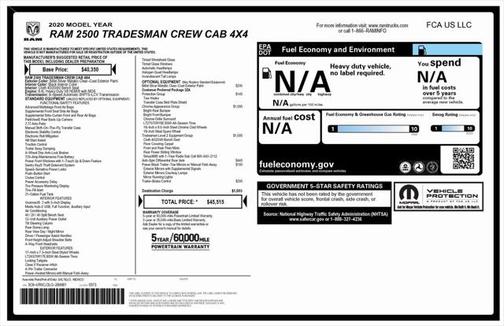 2020 RAM 2500 Tradesman Crew Cab 4X4 6'4' Box
