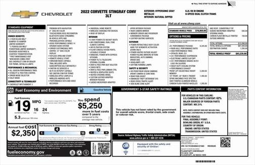 2022 Chevrolet Corvette Stingray w/3LT