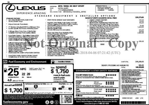 2018 Lexus NX 300 F Sport