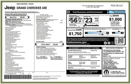 Diamond Black Crystal Pearlcoat 2024 Jeep Grand Cherokee 4xe Base