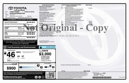 2021 Toyota Camry Hybrid XLE