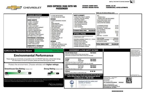 Summit White 2025 Chevrolet Express 3500 RWD 3500 Extended Wheelbase LT