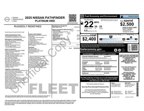 Super Black 2025 Nissan Pathfinder Platinum 4WD