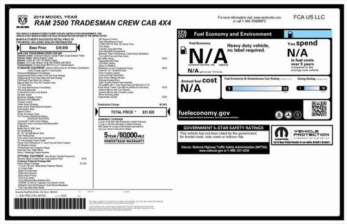 2019 RAM 2500 Tradesman Crew Cab 4x4 6'4' Box