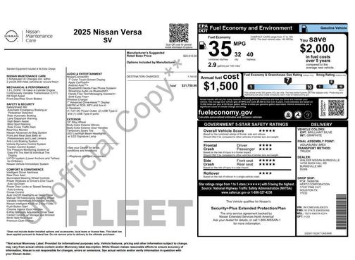 Brilliant Silver Metallic 2025 Nissan Versa 1.6 SV