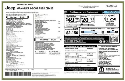 Black Clearcoat 2025 Jeep Wrangler 4xe Rubicon