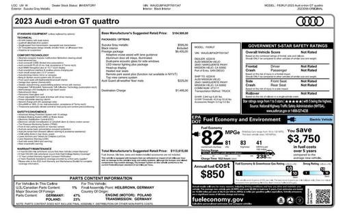 Suzuka Gray Metallic 2023 Audi e-tron GT Prestige quattro
