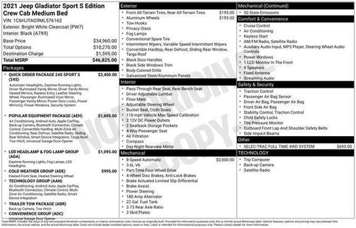 2021 Jeep Gladiator Sport S