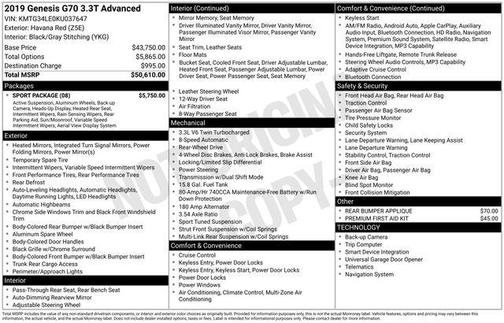 2019 Genesis G70 3.3T Advanced