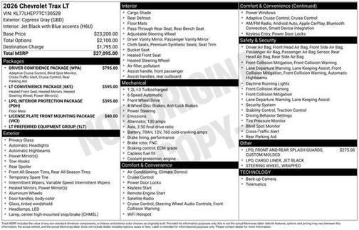Cypress Gray 2026 Chevrolet Trax LT