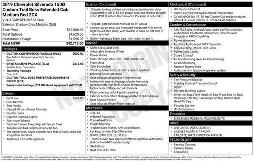 2019 Chevrolet Silverado 1500 Custom Trail Boss