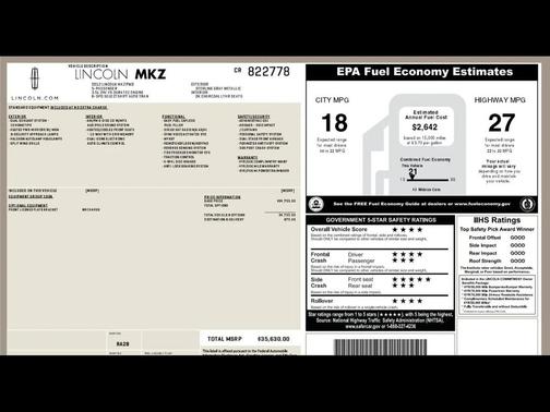 Sterling Gray Metallic 2012 Lincoln MKZ Base