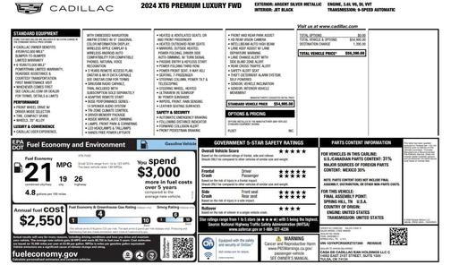 Argent Silver Metallic 2024 Cadillac XT6 Premium Luxury FWD
