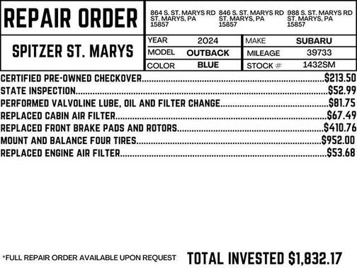 Geyser Blue 2024 Subaru Outback Wilderness