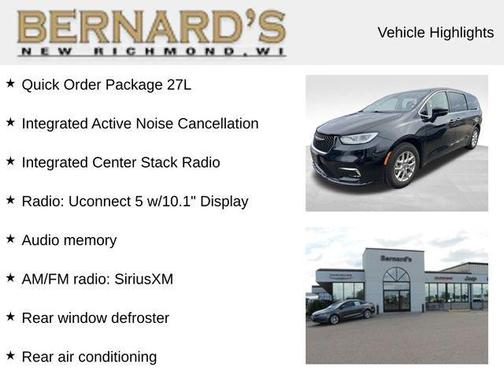 Brilliant Black Crystal Pearlcoat 2023 Chrysler Pacifica Touring-L