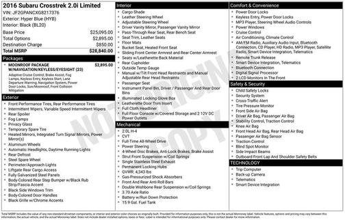 2016 Subaru Crosstrek 2.0i Limited