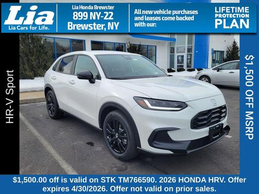 Platinum White Pearl 2026 Honda HR-V AWD Sport