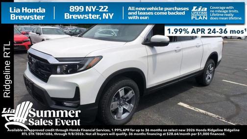 Platinum White Pearl 2026 Honda Ridgeline RTL