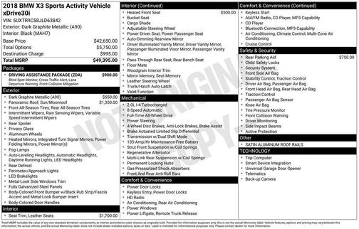 Dark Graphite Metallic 2018 BMW X3 xDrive30i