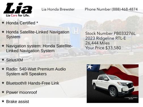 Platinum White Pearl 2023 Honda Ridgeline RTL-E