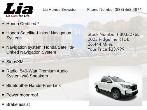 Platinum White Pearl 2023 Honda Ridgeline RTL-E