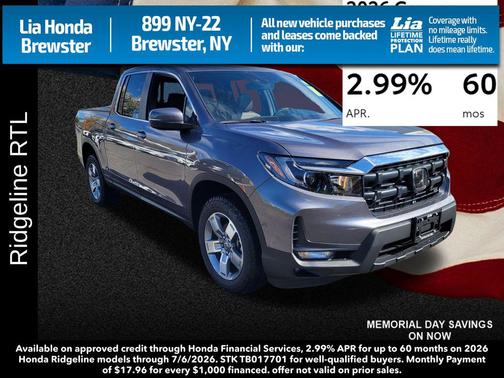 Modern Steel Metallic 2026 Honda Ridgeline RTL