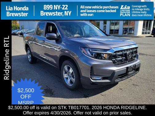 Modern Steel Metallic 2026 Honda Ridgeline RTL