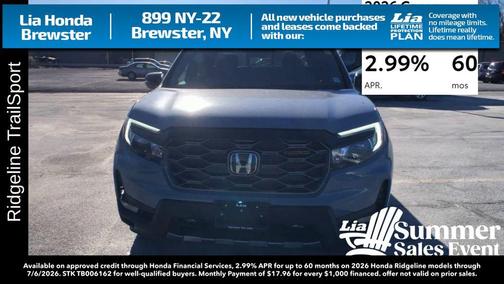 Sonic Gray Pearl 2026 Honda Ridgeline TrailSport