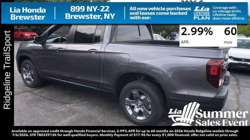 Gray 2026 Honda Ridgeline TrailSport