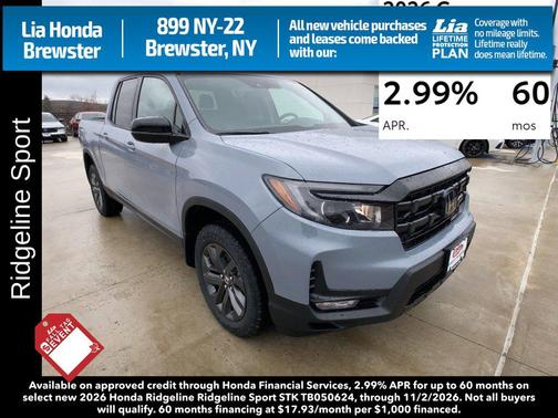 Sonic Gray Pearl 2026 Honda Ridgeline Sport