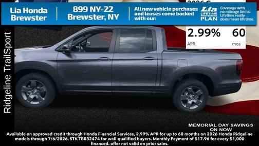 Modern Steel Metallic 2026 Honda Ridgeline TrailSport