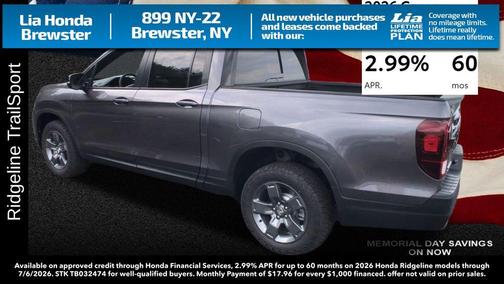 Modern Steel Metallic 2026 Honda Ridgeline TrailSport
