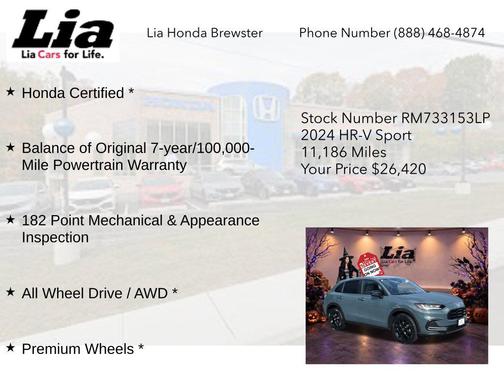 Nordic Forest Pearl 2024 Honda HR-V AWD Sport