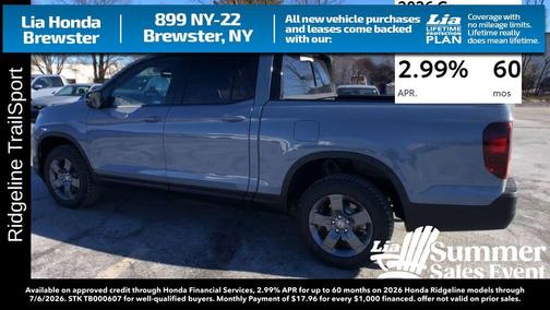 Gray 2026 Honda Ridgeline TrailSport