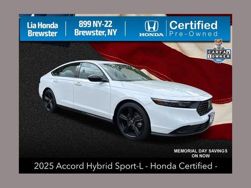 Platinum White Pearl 2025 Honda Accord Hybrid Sport-L