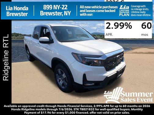 Platinum White Pearl 2026 Honda Ridgeline RTL