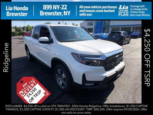 Platinum White Pearl 2026 Honda Ridgeline RTL