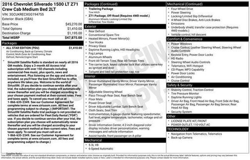 Black 2016 Chevrolet Silverado 1500 2LT