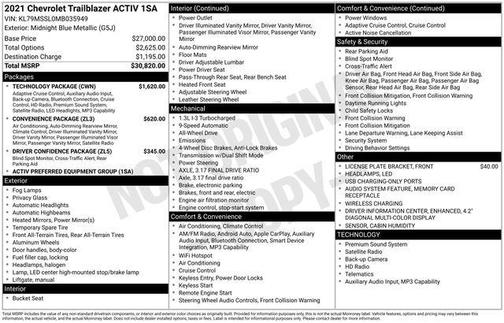 2021 Chevrolet Trailblazer ACTIV