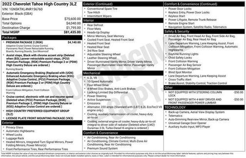 2022 Chevrolet Tahoe 4WD High Country