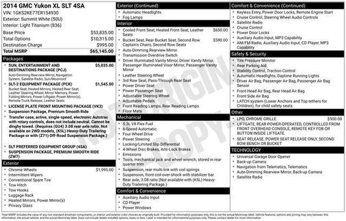 Summit White 2014 GMC Yukon XL 1500 SLT