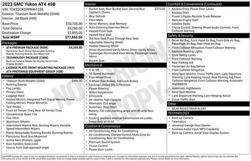 Titanium Rush Metallic 2023 GMC Yukon 4WD AT4