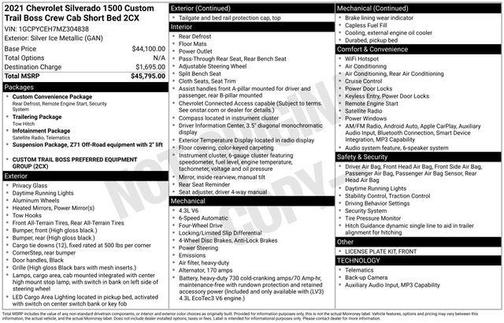 Silver Ice Metallic 2021 Chevrolet Silverado 1500 Custom Trail Boss