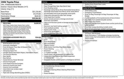 Classic Silver Metallic 2006 Toyota Prius Base