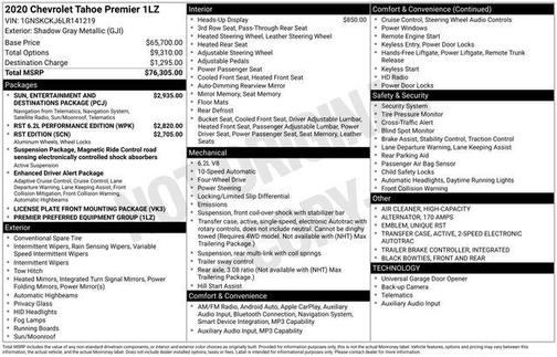 Shadow Gray Metallic 2020 Chevrolet Tahoe Premier