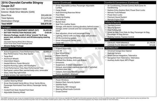 Blade Silver Metallic 2016 Chevrolet Corvette Stingray