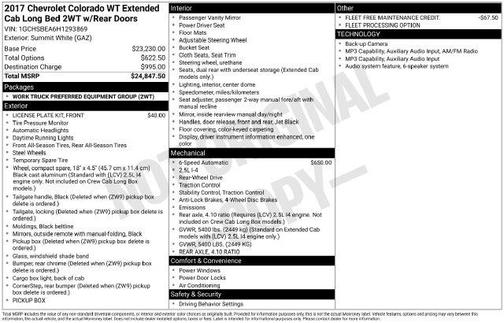 Summit White 2017 Chevrolet Colorado WT
